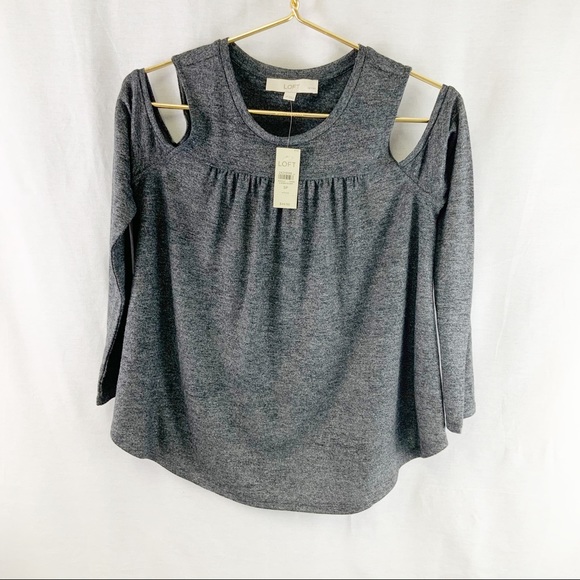 LOFT Tops - LOFT Gray Cold Shoulder Top Size S